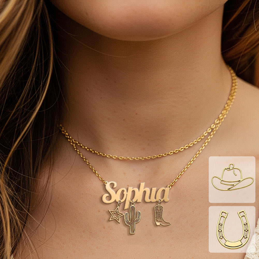 Cowgirl-Ära – Personalisierte Cowgirl-Halskette mit Anhängern