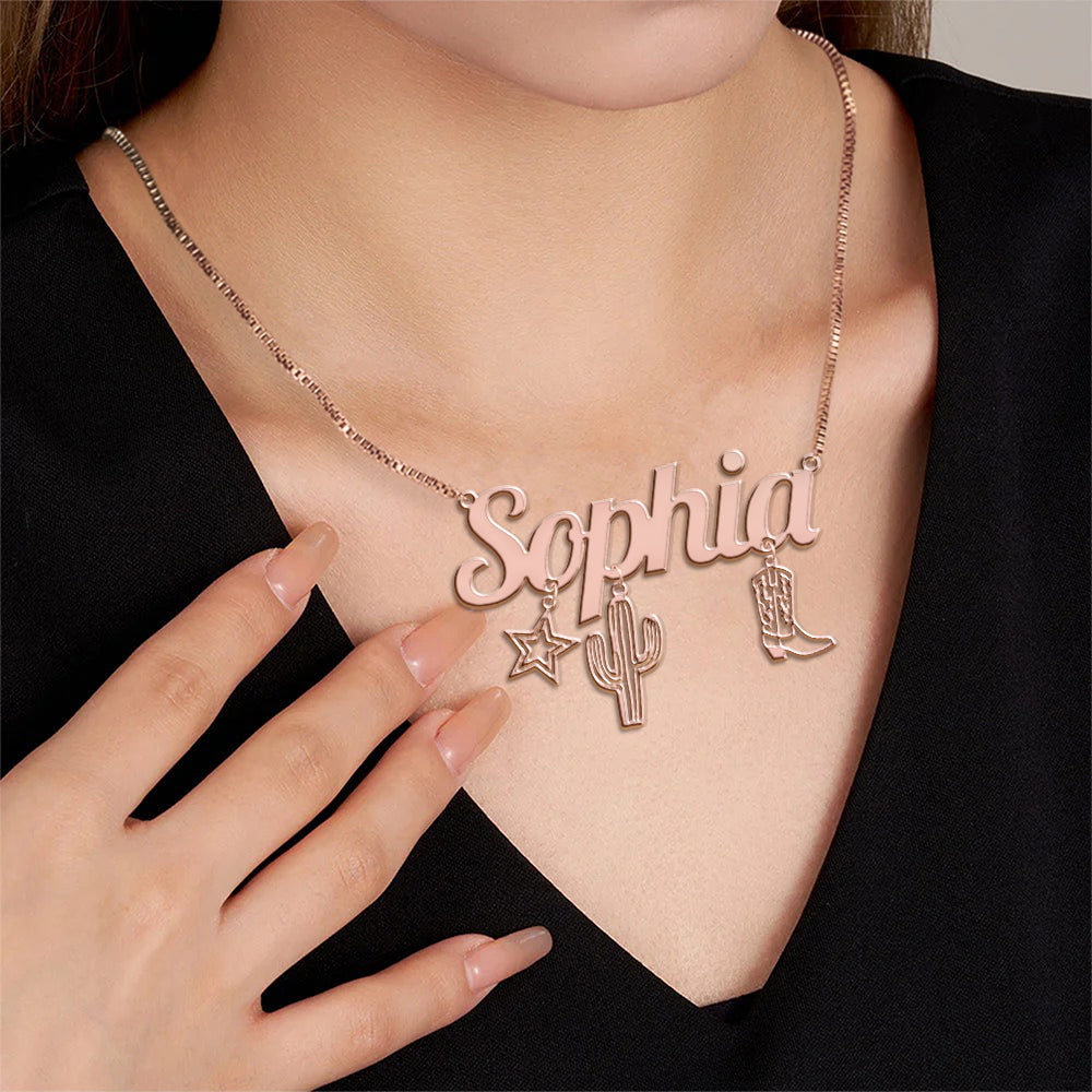 Cowgirl-Ära – Personalisierte Cowgirl-Halskette mit Anhängern