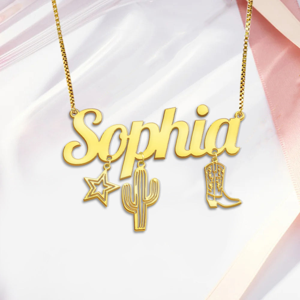 Cowgirl-Ära – Personalisierte Cowgirl-Halskette mit Anhängern
