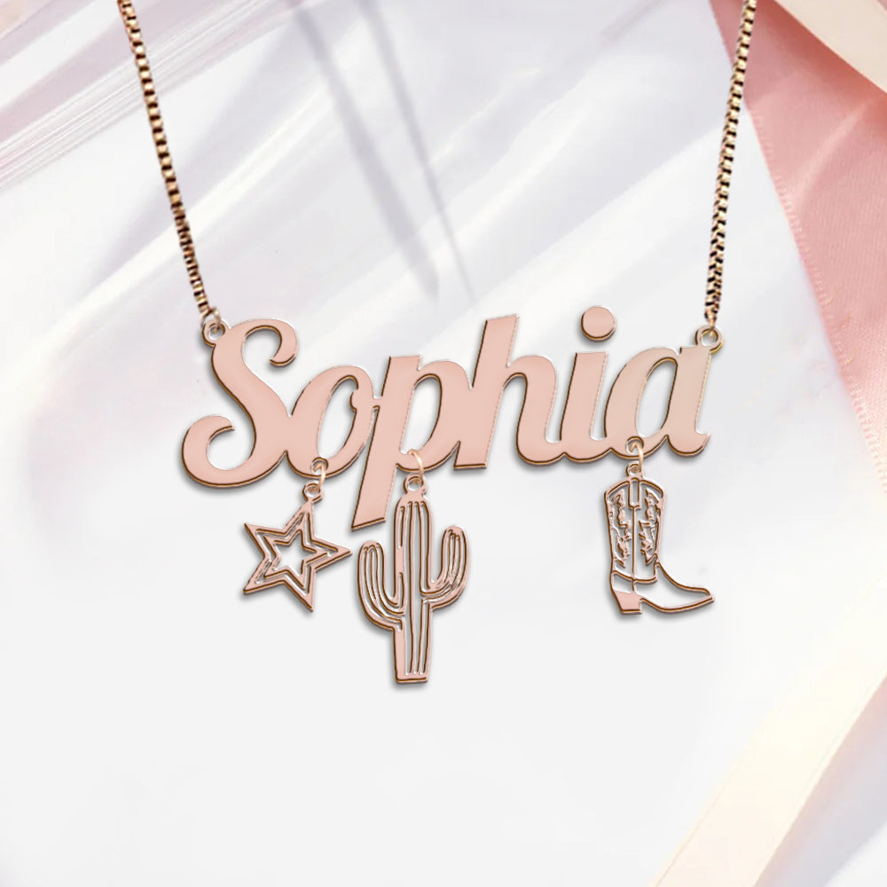 Cowgirl-Ära – Personalisierte Cowgirl-Halskette mit Anhängern