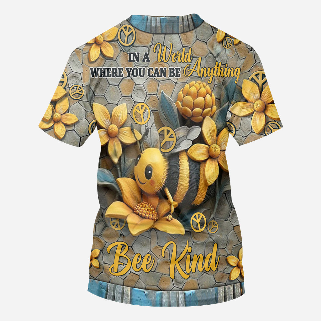 In A World Where You Can Be Anything Bee Kind - Personalized Hippie All Over Shirt
