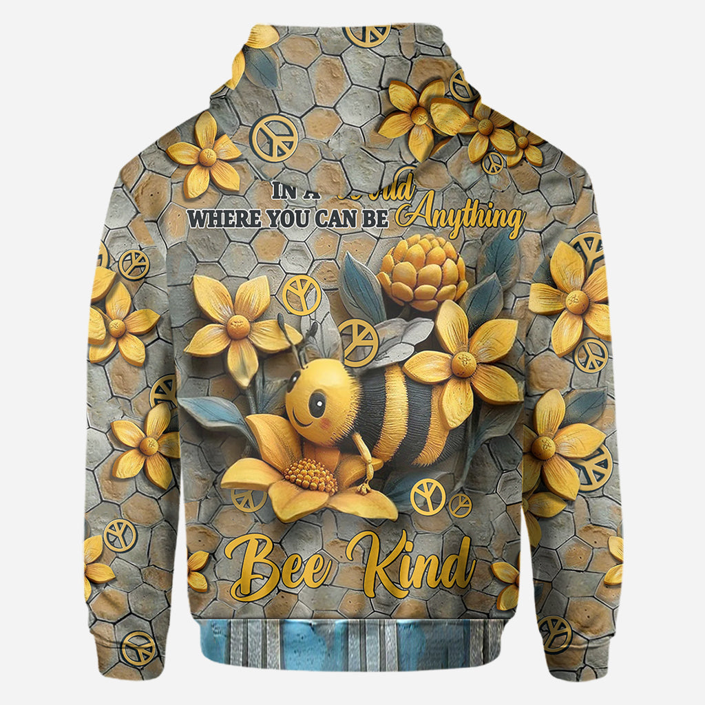In A World Where You Can Be Anything Bee Kind - Personalized Hippie All Over Shirt