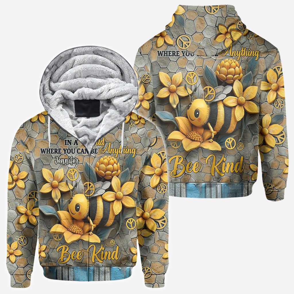In A World Where You Can Be Anything Bee Kind - Personalized Hippie All Over Shirt