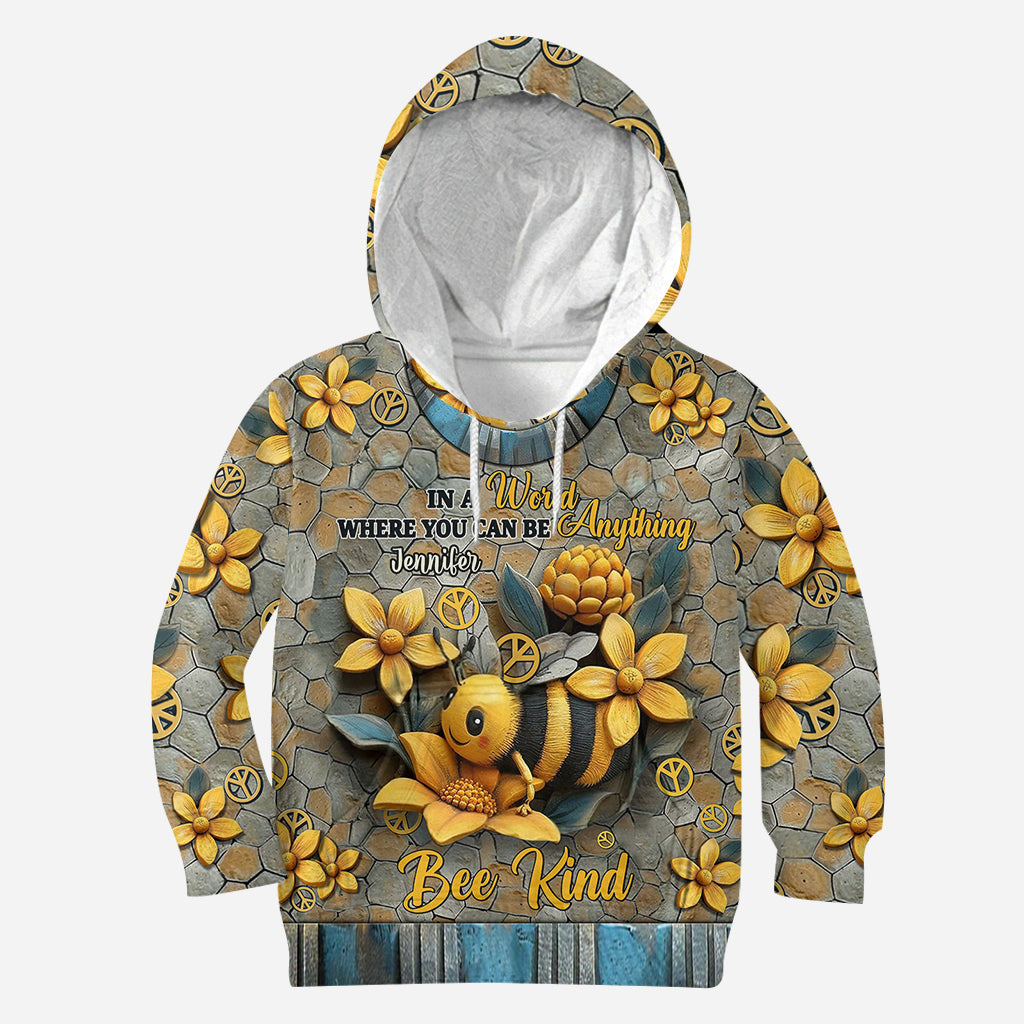 In A World Where You Can Be Anything Bee Kind - Personalized Hippie All Over Shirt