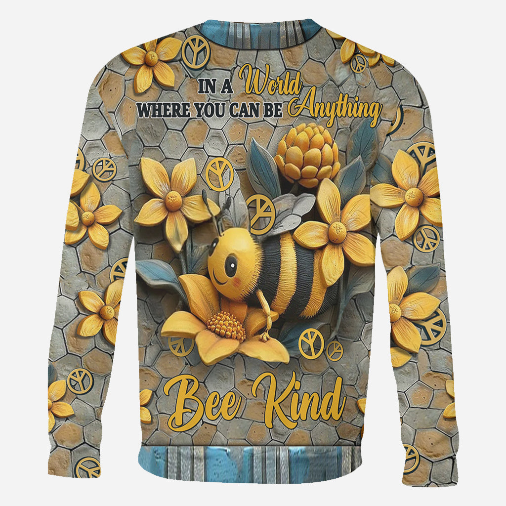In A World Where You Can Be Anything Bee Kind - Personalized Hippie All Over Shirt