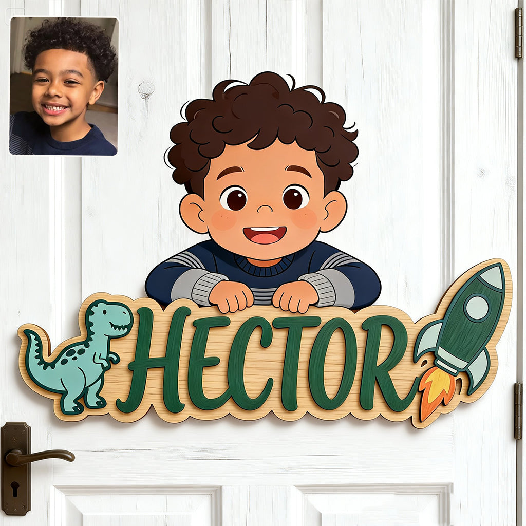Individuelles Foto - Personalisierte Kinder 2-lagige Holztafel / Holzplakette