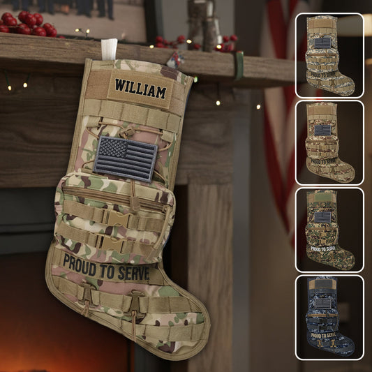 Stolz zu dienen – Personalisierter Weihnachtsstrumpf in Veteranenform