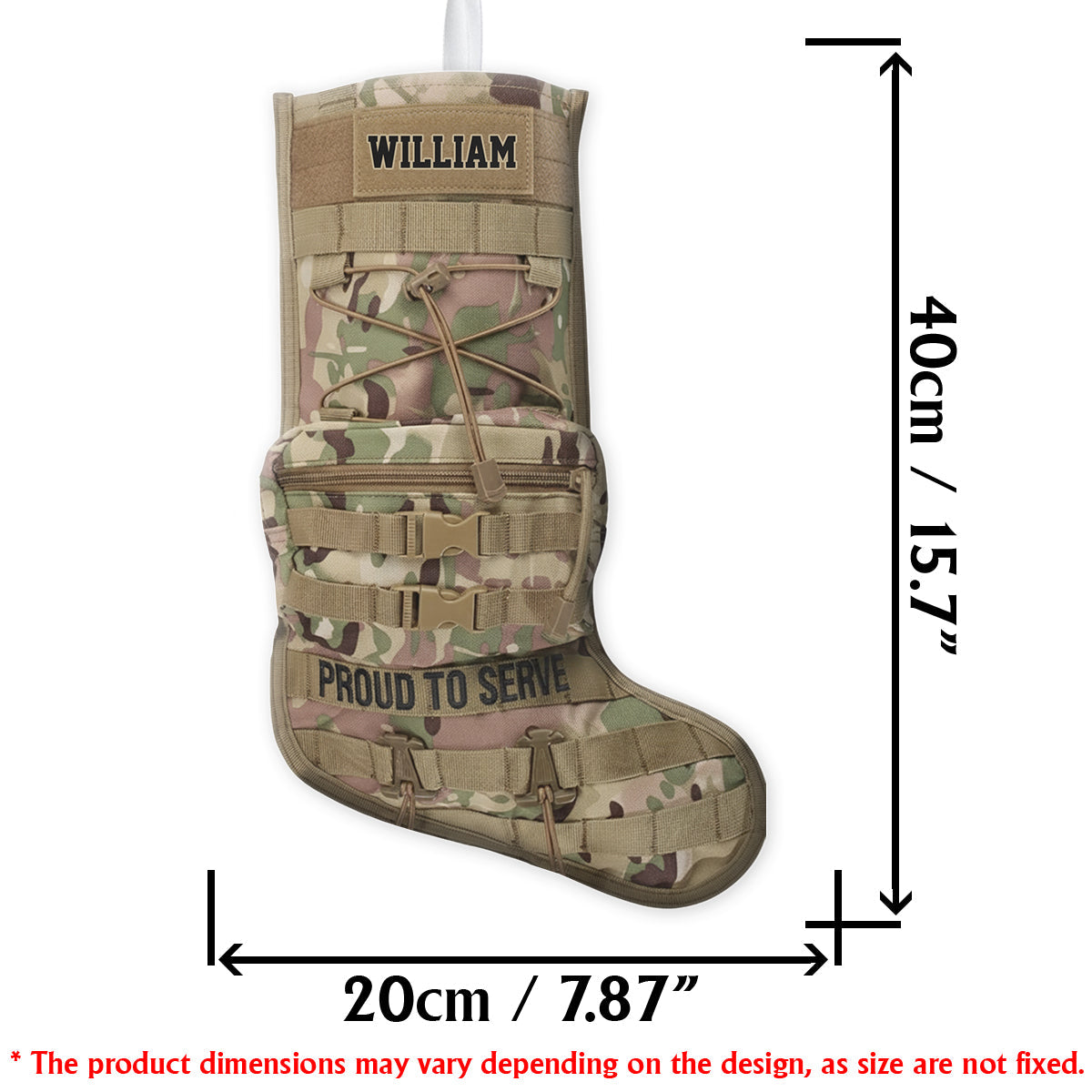 Proud To Serve - Personalized Veteran Shaped Christmas Stocking