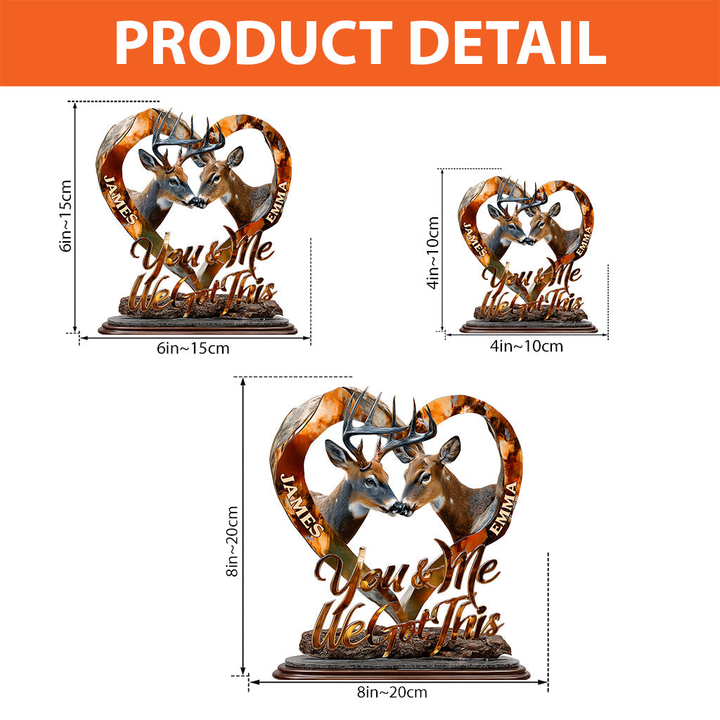 Du und ich, wir schaffen das – personalisierte Jagd-Acrylplakette in individueller Form