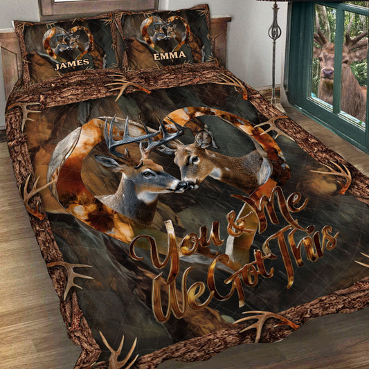 Du und ich, wir schaffen das – Personalisiertes Jagd-Quilt-Set