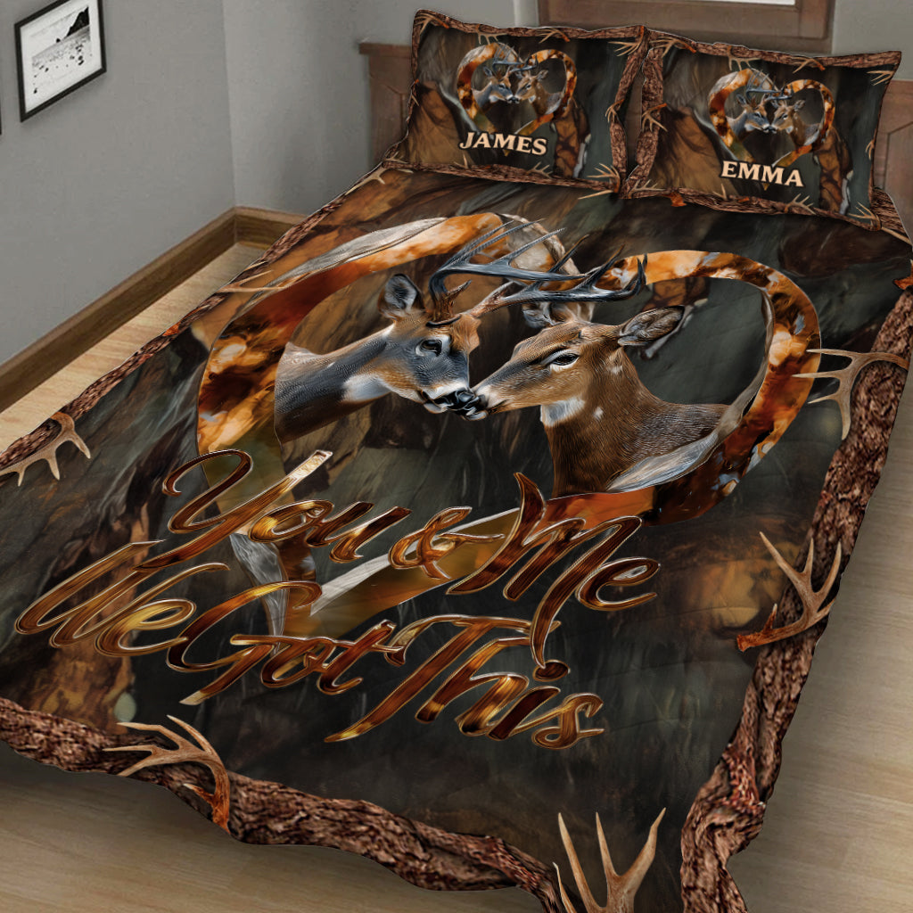 Du und ich, wir schaffen das – Personalisiertes Jagd-Quilt-Set
