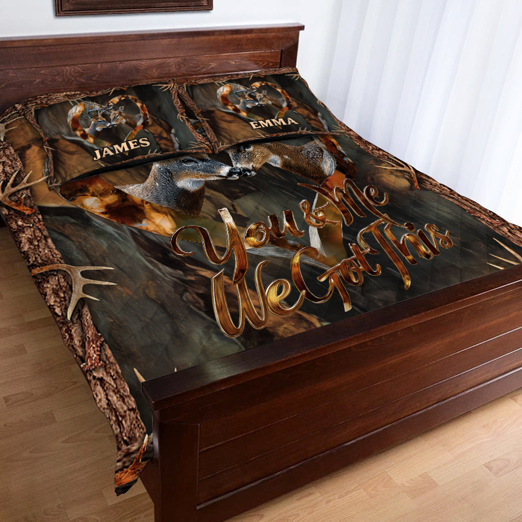 Du und ich, wir schaffen das – Personalisiertes Jagd-Quilt-Set