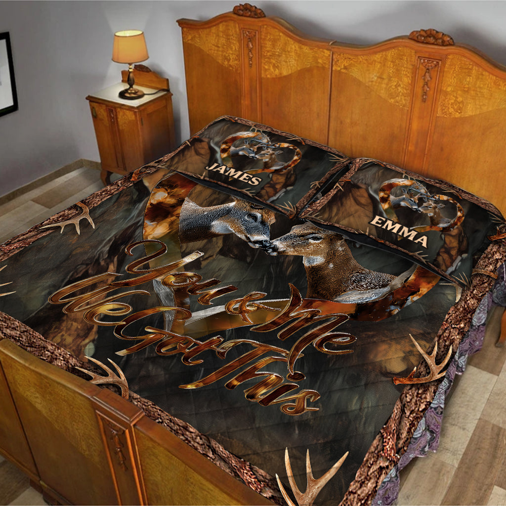 Du und ich, wir schaffen das – Personalisiertes Jagd-Quilt-Set