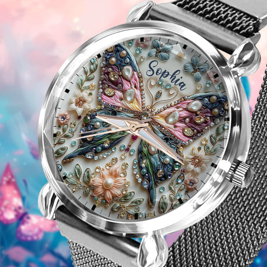 Beautiful Butterfly - Personalized Butterfly Women Hand Watch