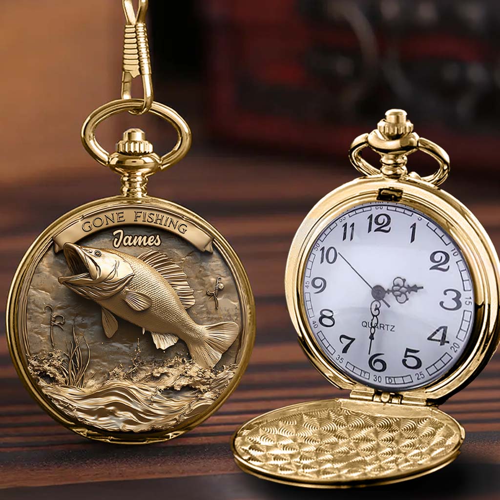 Angeln gegangen – Personalisierte Angler-Taschenuhr