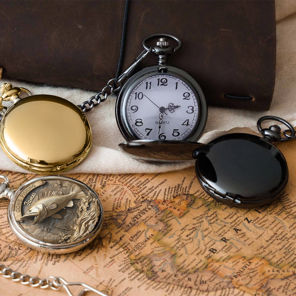 Angeln gegangen – Personalisierte Angler-Taschenuhr