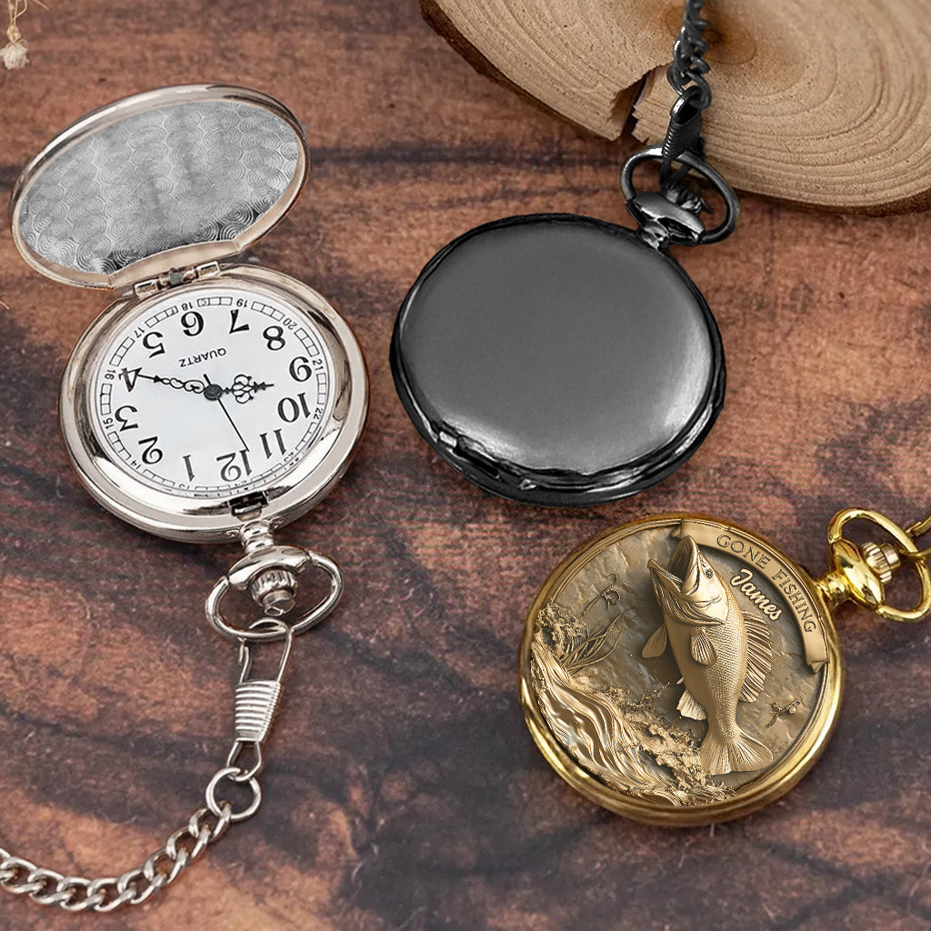 Angeln gegangen – Personalisierte Angler-Taschenuhr