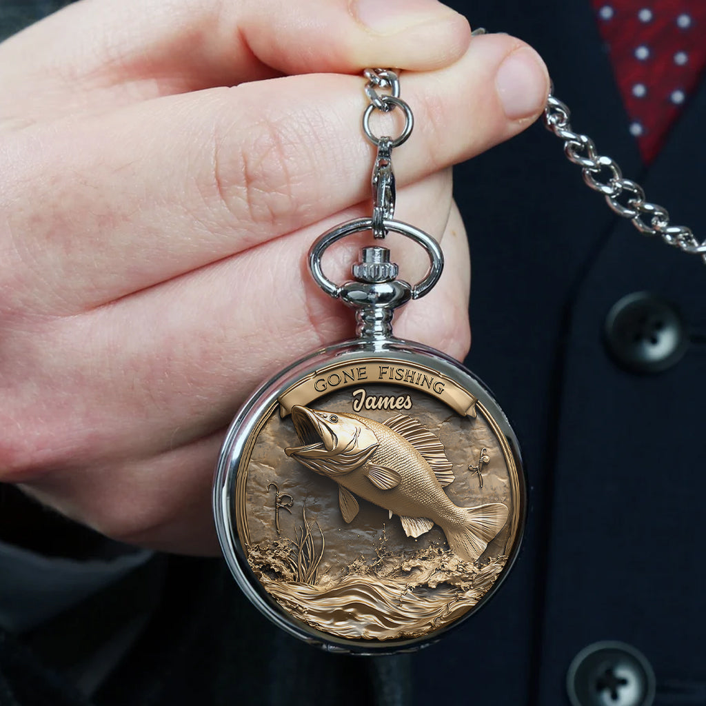 Angeln gegangen – Personalisierte Angler-Taschenuhr