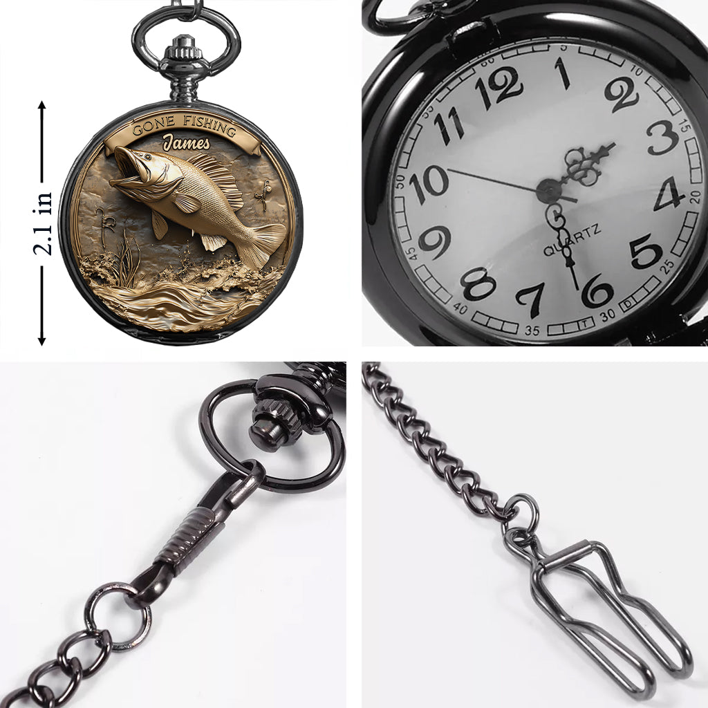 Angeln gegangen – Personalisierte Angler-Taschenuhr