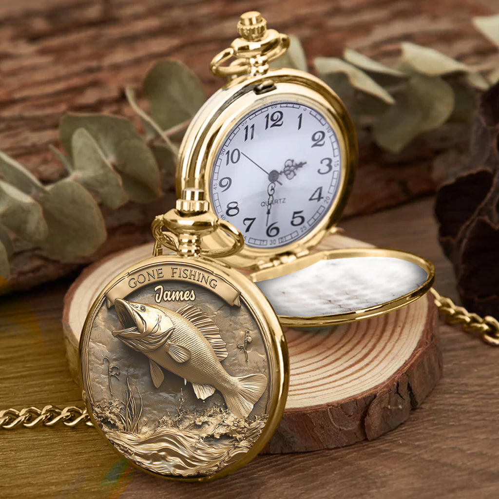 Angeln gegangen – Personalisierte Angler-Taschenuhr