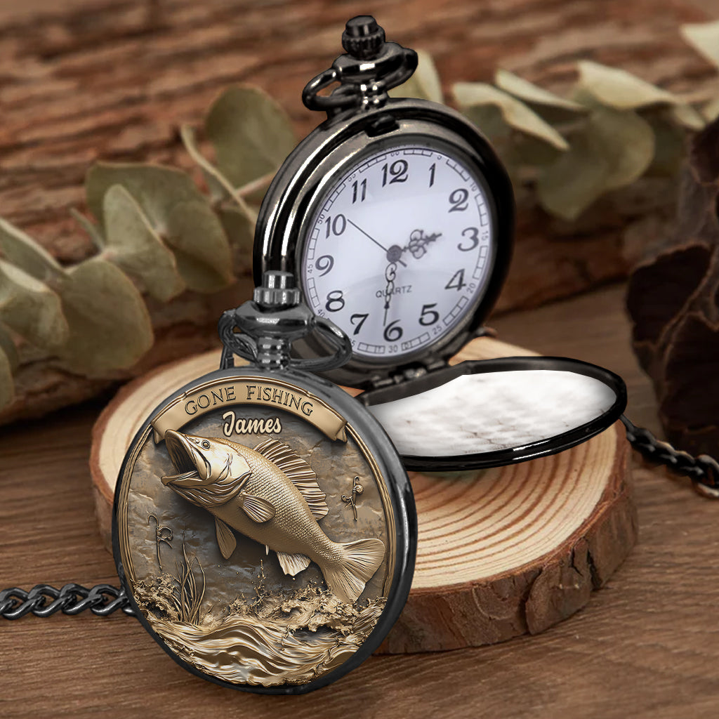 Angeln gegangen – Personalisierte Angler-Taschenuhr