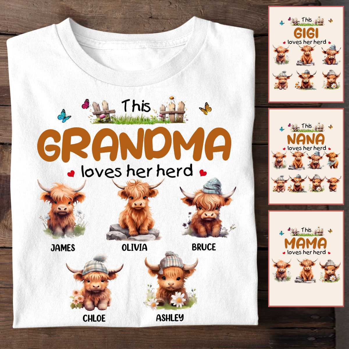 Diese Oma liebt ihre Herde – personalisiertes Oma-T-Shirt und Hoodie