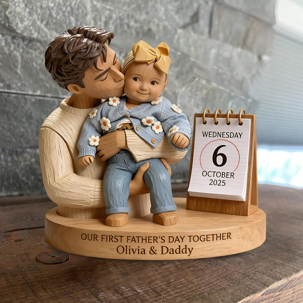 Geschenke zum ersten Vatertag - Personalisierte Holzplakette in Sonderform