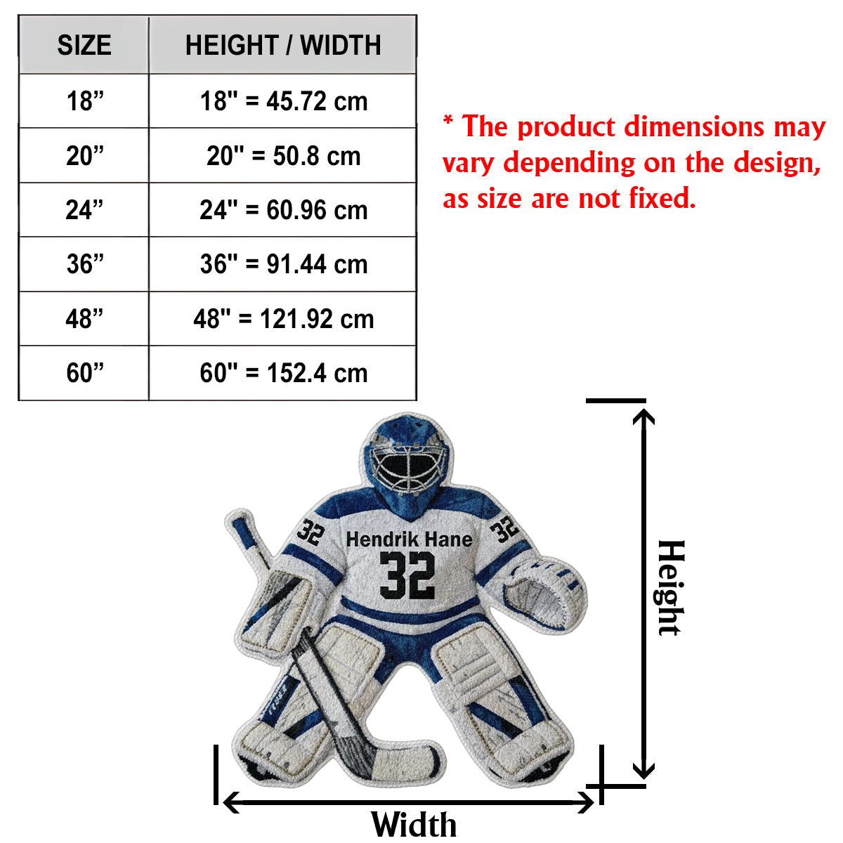Liebe zum Hockey – Personalisierter, rutschfester, getufteter Hockey-Teppich