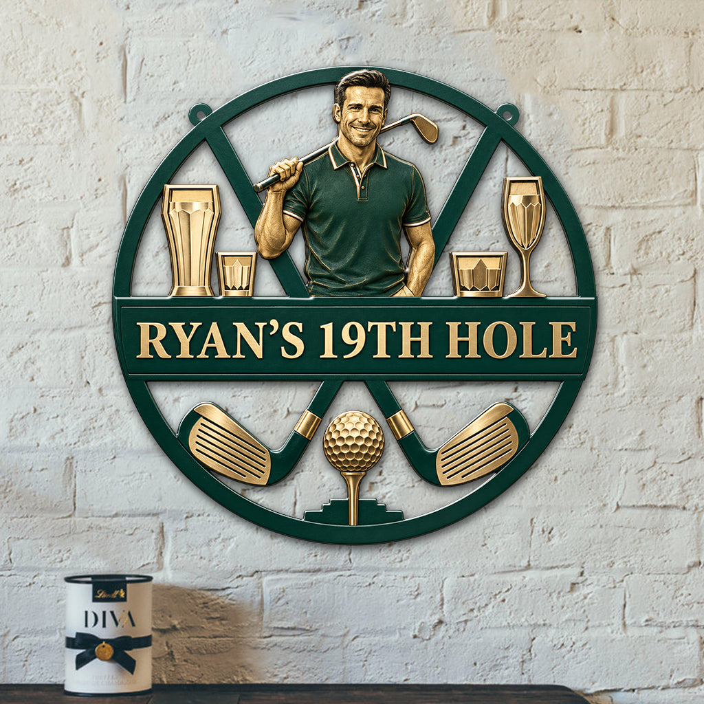 Custom Golf 19th Hole Decor - Personalized Golf 3D Printed Cut Metal Sign