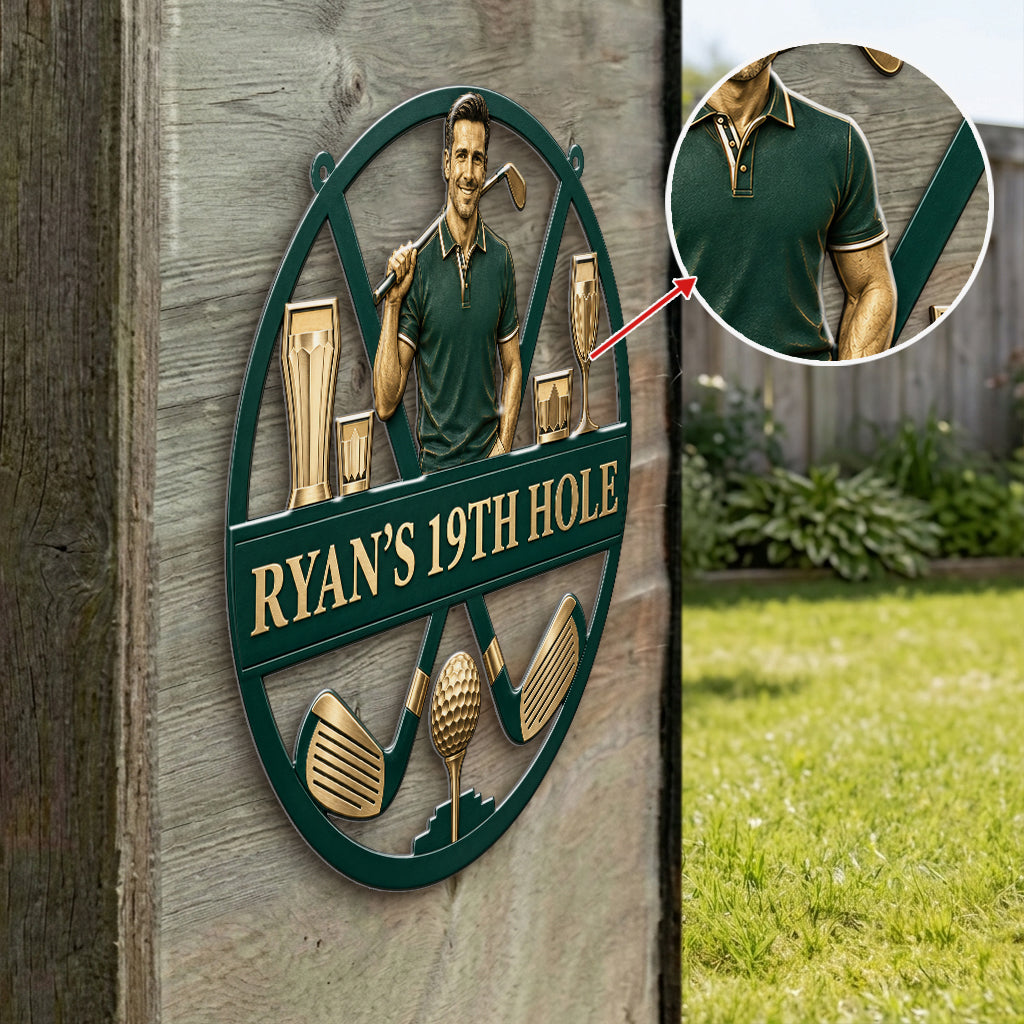 Custom Golf 19th Hole Decor - Personalized Golf 3D Printed Cut Metal Sign