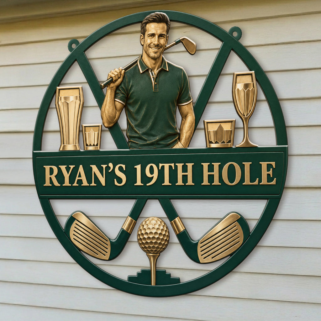 Custom Golf 19th Hole Decor - Personalized Golf 3D Printed Cut Metal Sign
