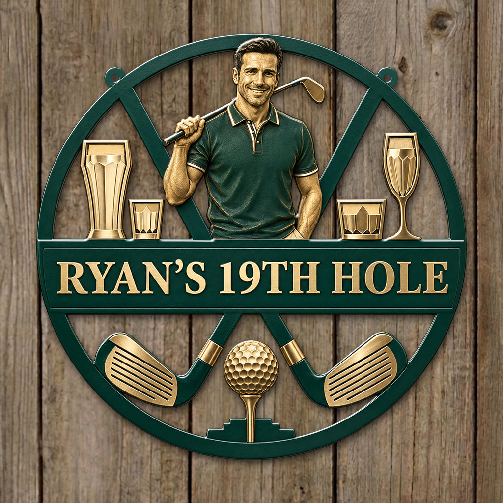 Custom Golf 19th Hole Decor - Personalized Golf 3D Printed Cut Metal Sign