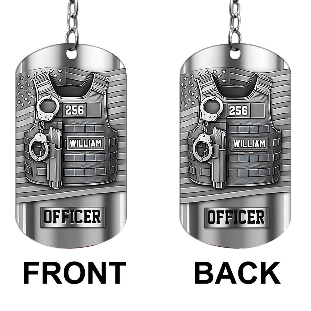 Dienen und Schützen – Personalisierter Polizei-Schlüsselanhänger aus Edelstahl