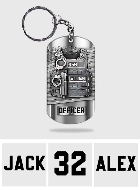 Dienen und Schützen – Personalisierter Polizei-Schlüsselanhänger aus Edelstahl