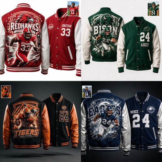 Benutzerdefiniert von jedem Foto - Personalisierte Football Varsity Jacke