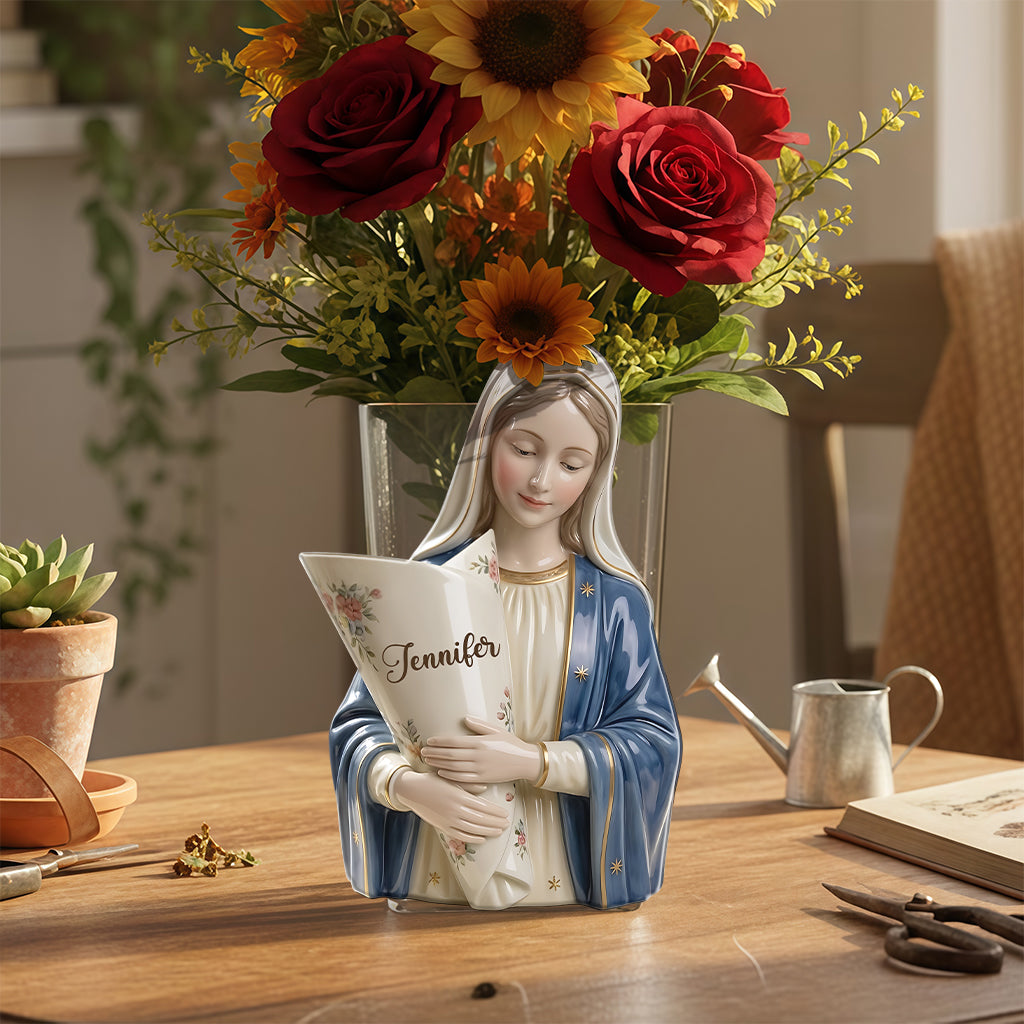 Die Gnade der Jungfrau Maria - Personalisierte christliche Acrylblumenvase