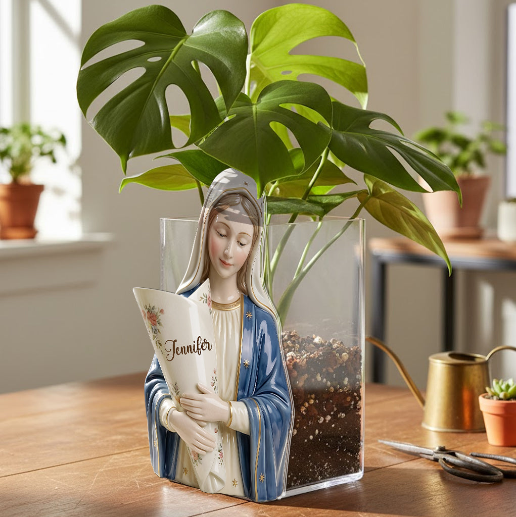 Die Gnade der Jungfrau Maria - Personalisierte christliche Acrylblumenvase
