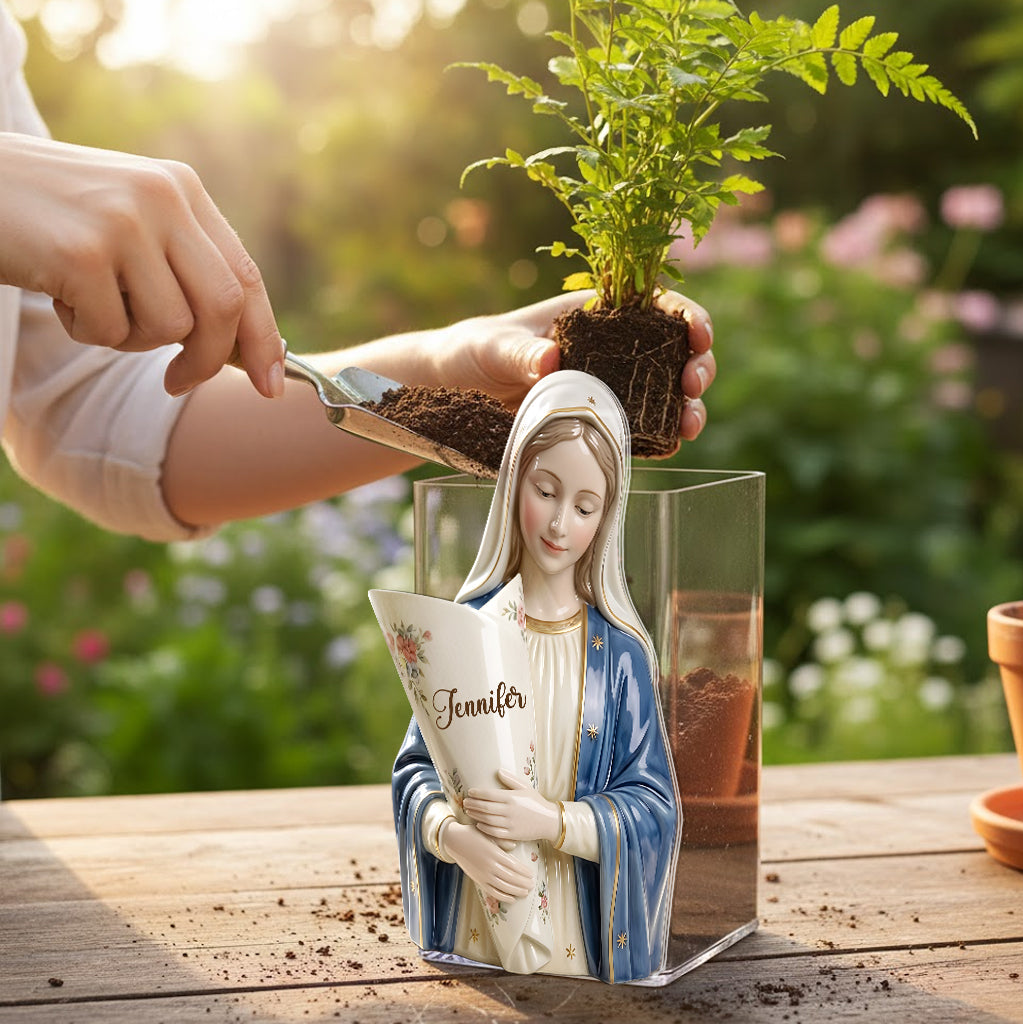 Die Gnade der Jungfrau Maria - Personalisierte christliche Acrylblumenvase