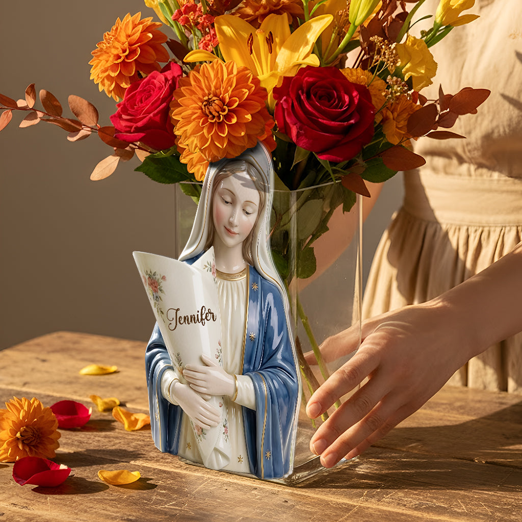 Die Gnade der Jungfrau Maria - Personalisierte christliche Acrylblumenvase