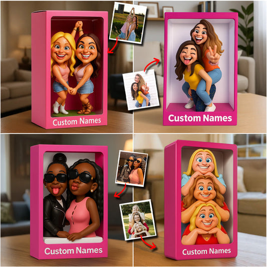 Lustiges Geschenk im cartoonhaften, übertriebenen Maskottchen-Stil – personalisierte Acrylplakette in individueller Form für die beste Freundin