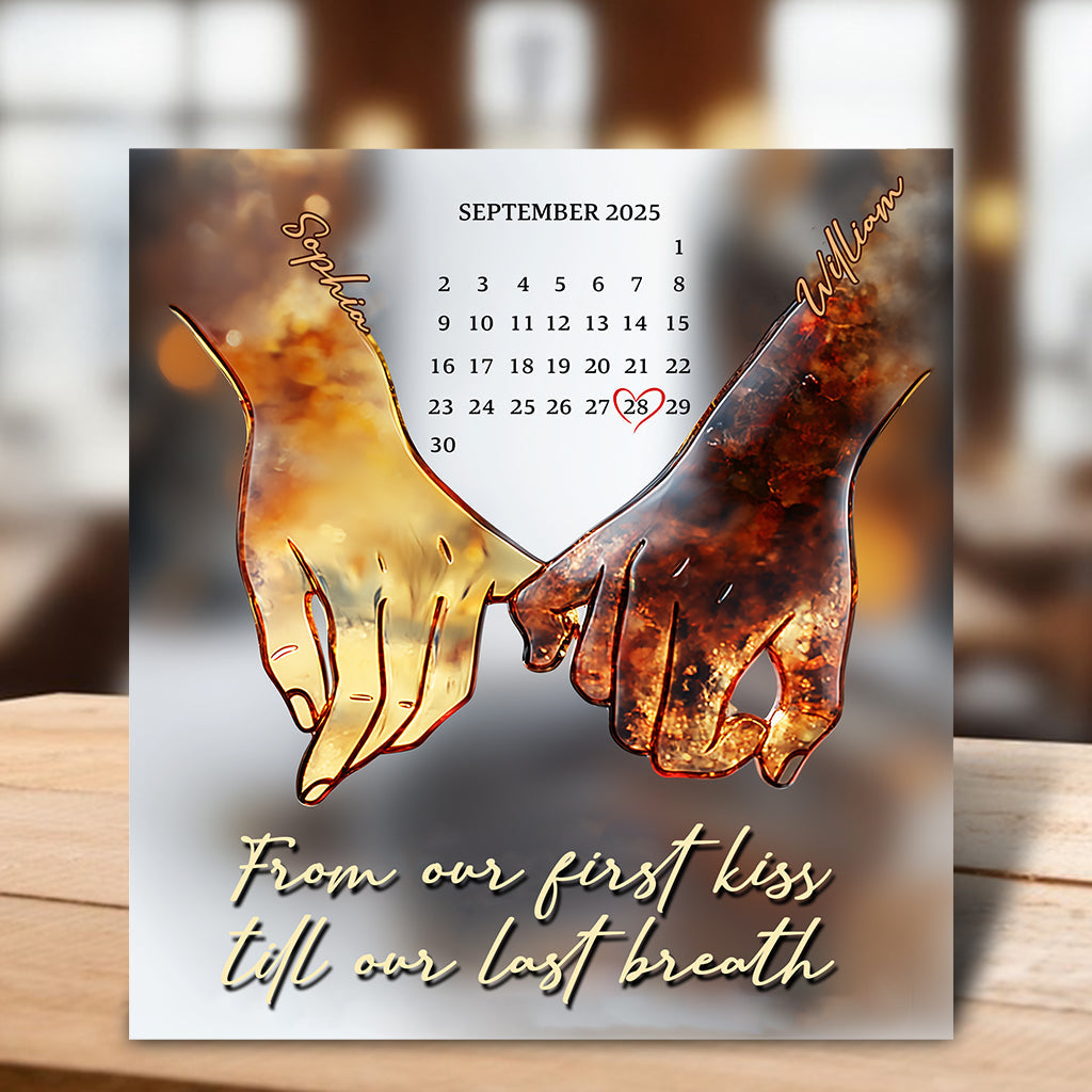 Ich liebe dich für immer und ewig – personalisierte Acrylplakette in individueller Form für Paare