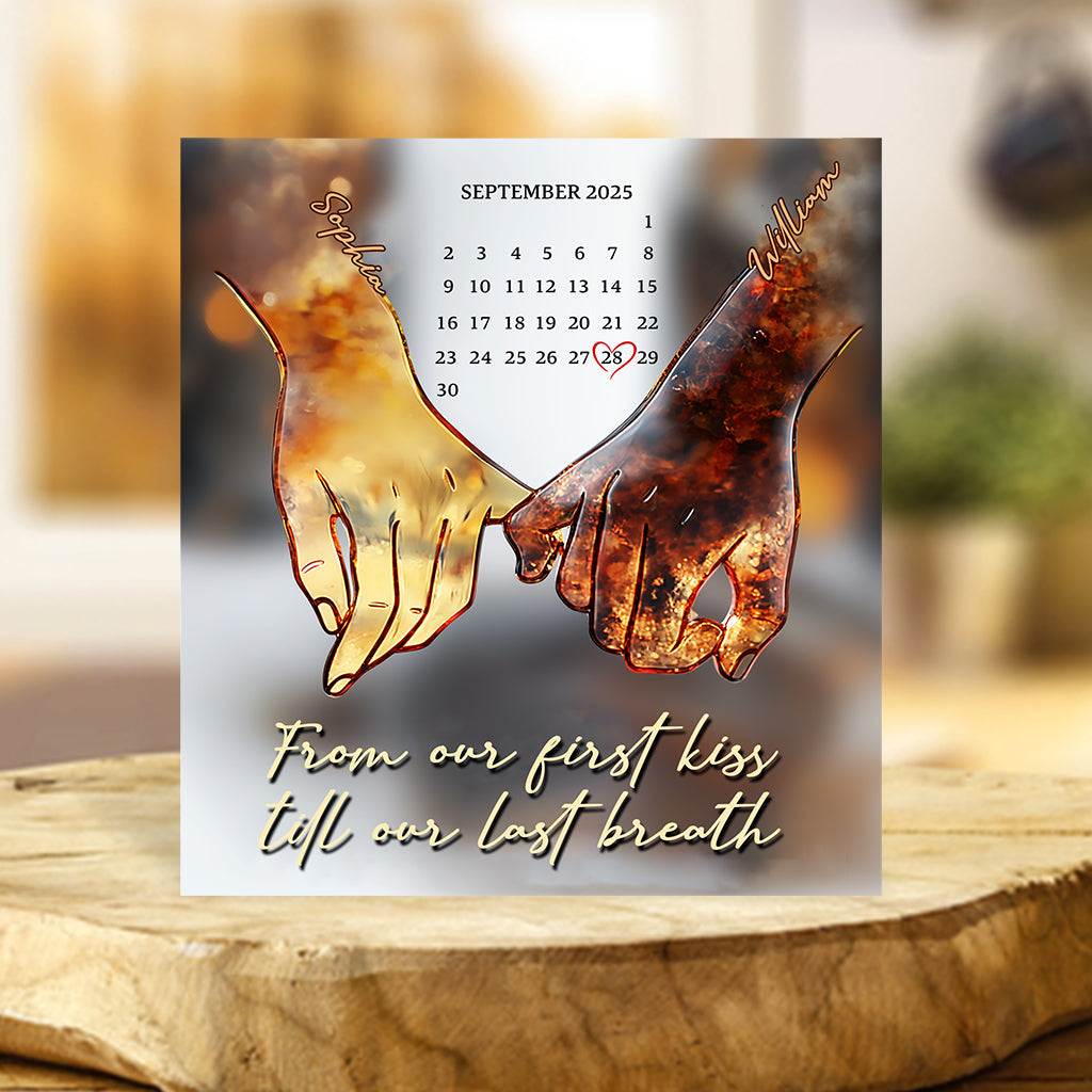 Ich liebe dich für immer und ewig – personalisierte Acrylplakette in individueller Form für Paare