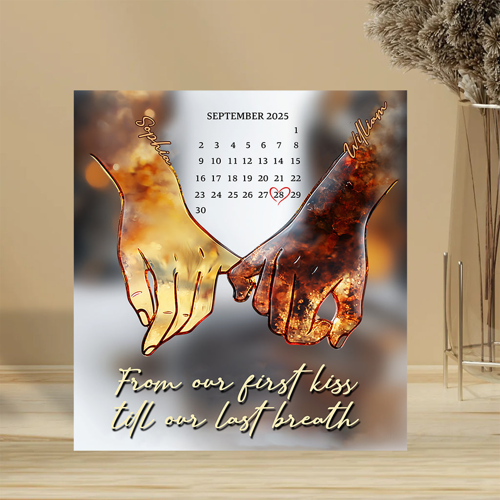 Ich liebe dich für immer und ewig – personalisierte Acrylplakette in individueller Form für Paare