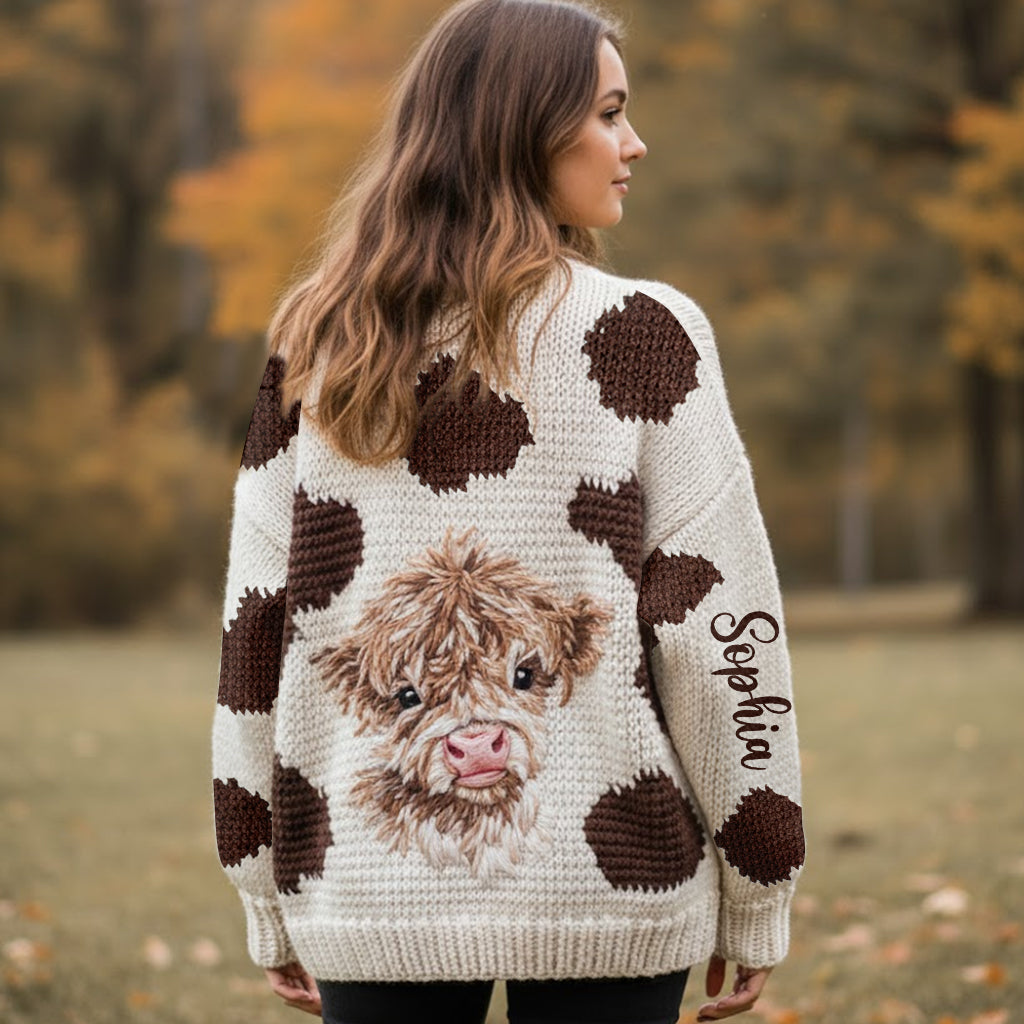 Liebe Hochlandrinder - Personalisierter Cardigan mit Hochlandrind-Motiv