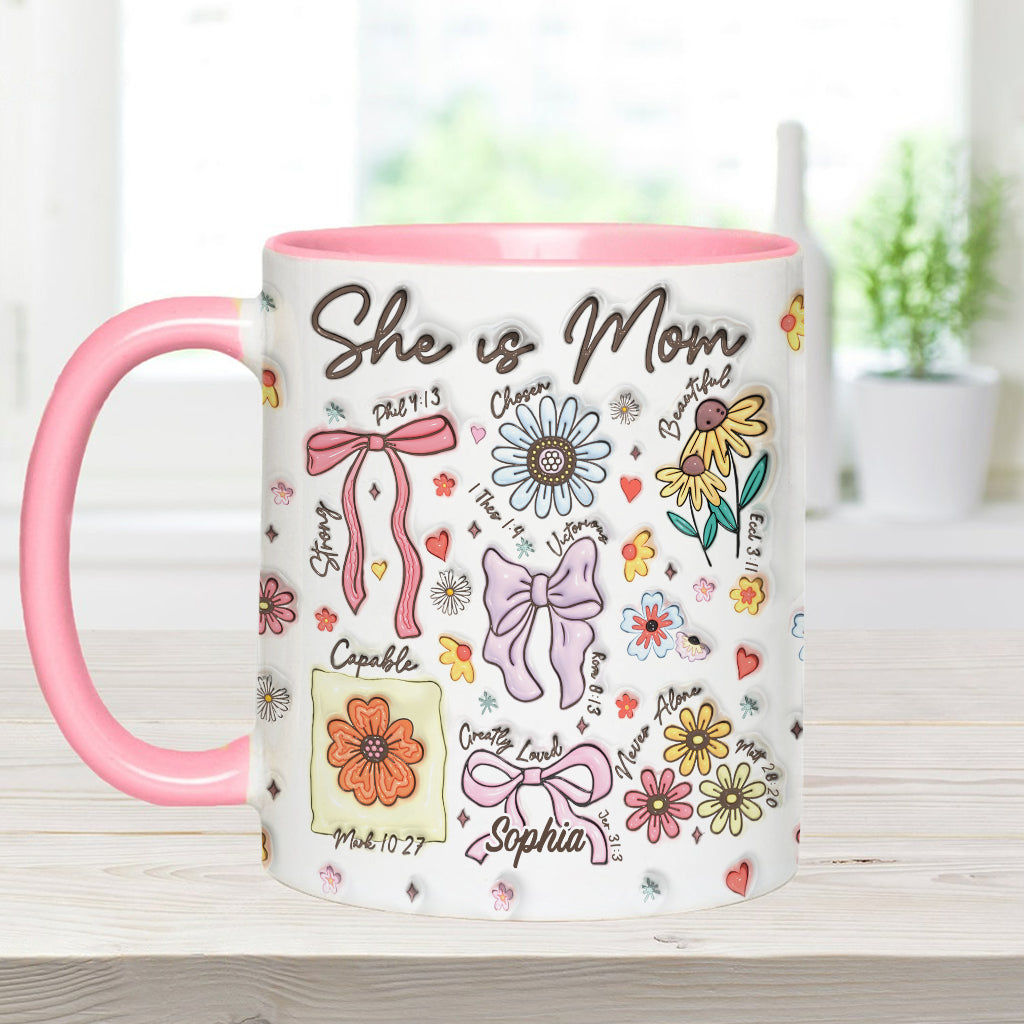 Sie ist Mama – Personalisierte Tasse mit Muttermotiv