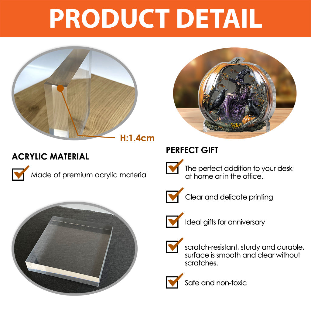 Magische Hexe – Personalisierte Acrylplakette in Hexenform