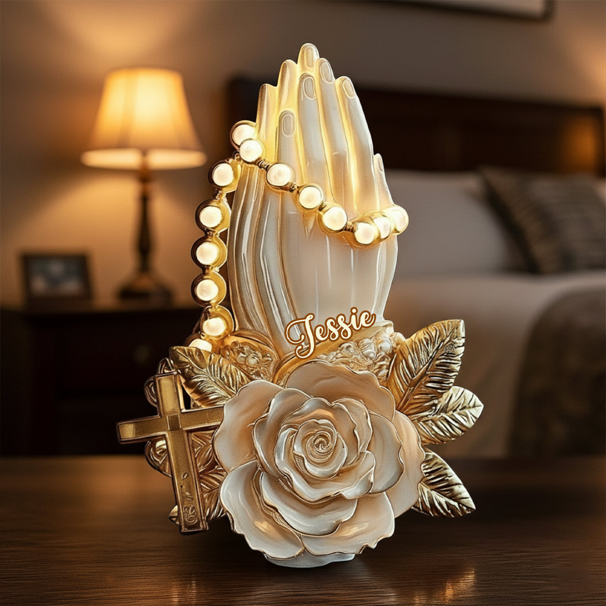 Betende Hände – Personalisierte christliche Acrylplakette in individueller Form