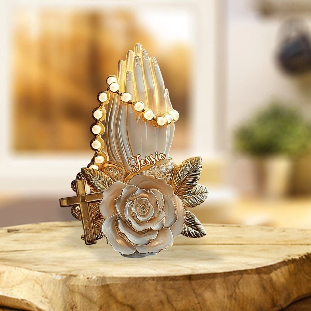 Betende Hände – Personalisierte christliche Acrylplakette in individueller Form