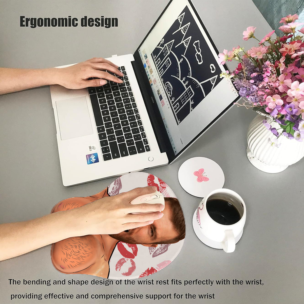 Beliebiges Foto: Lustiges Gesicht & Freches – Personalisiertes 3D-Mauspad für Paare