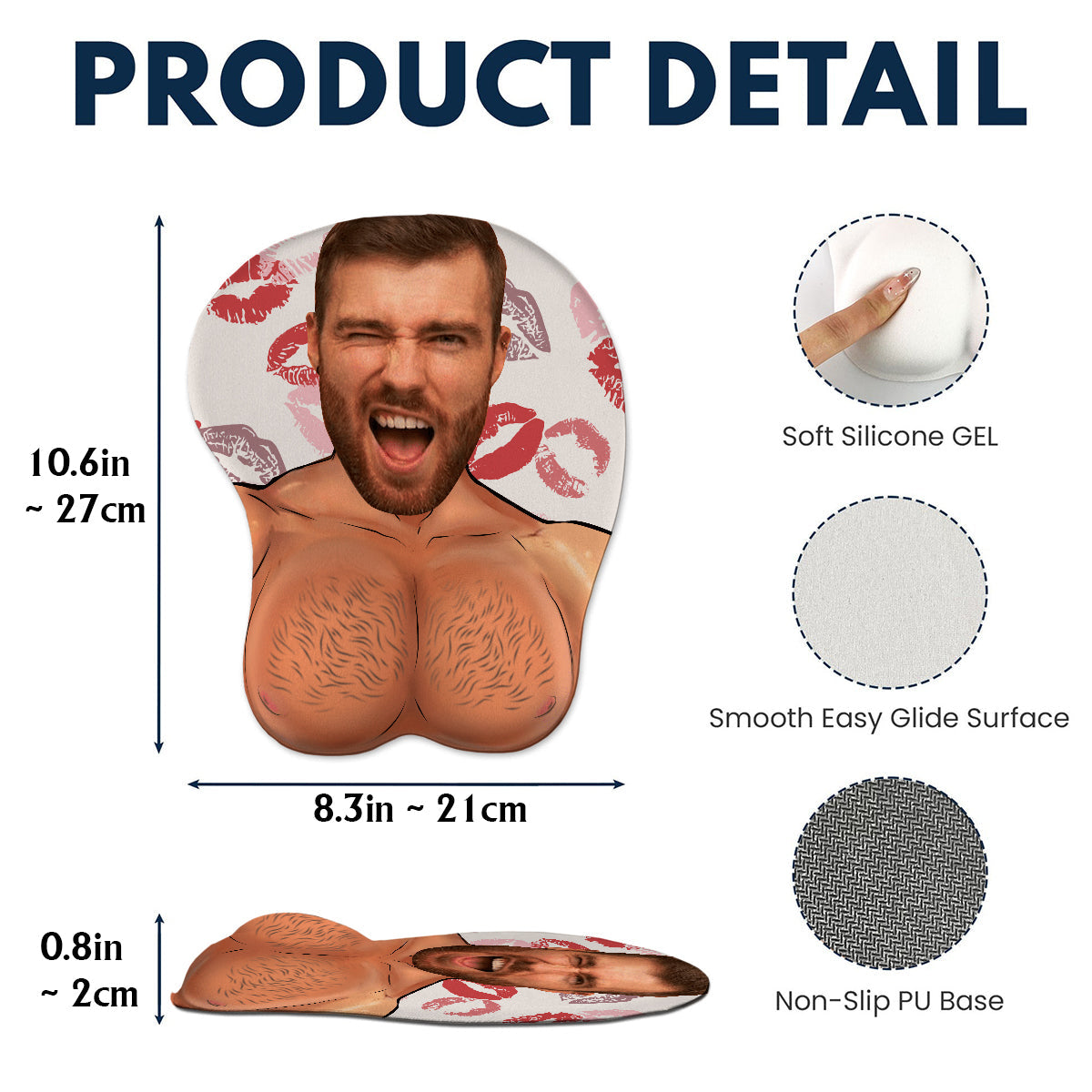 Beliebiges Foto: Lustiges Gesicht & Freches – Personalisiertes 3D-Mauspad für Paare